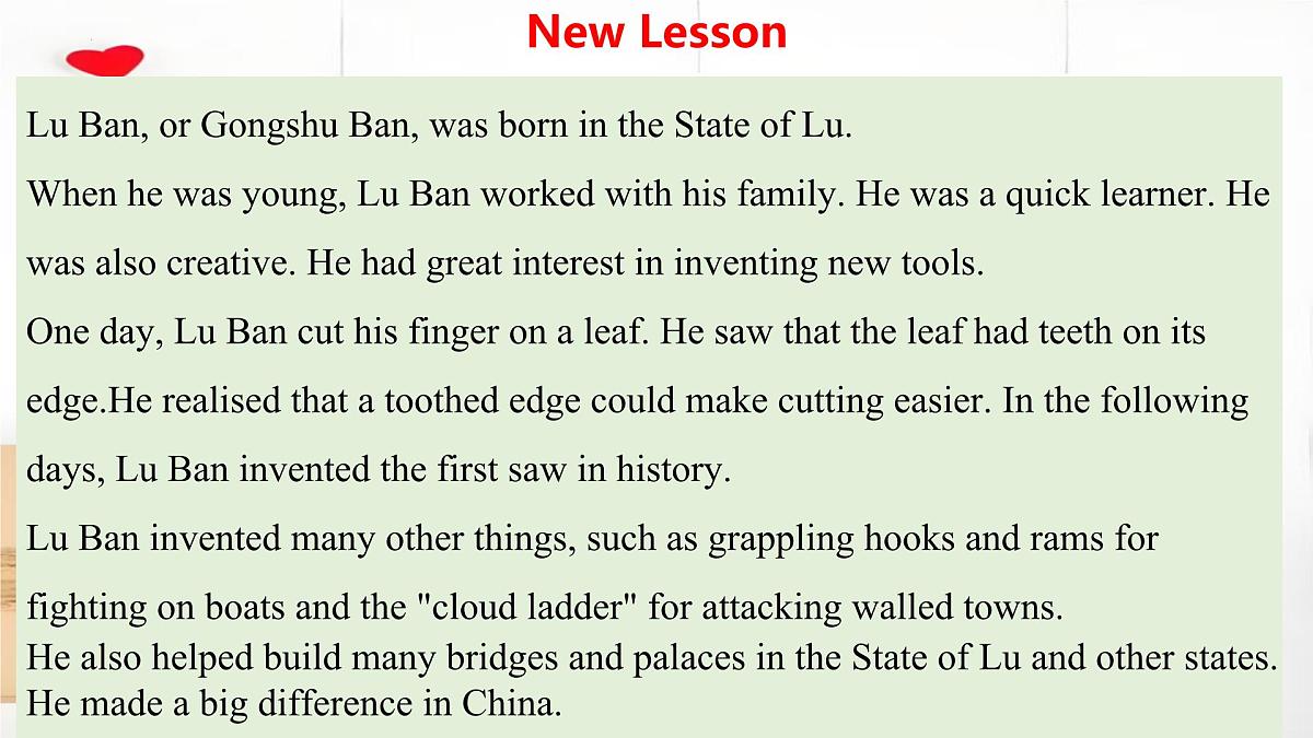 Unit 6 LuBan-the legendary master carpenter（同步课件)-2024-2025学年七年级英语下册（冀教版2024）第7页
