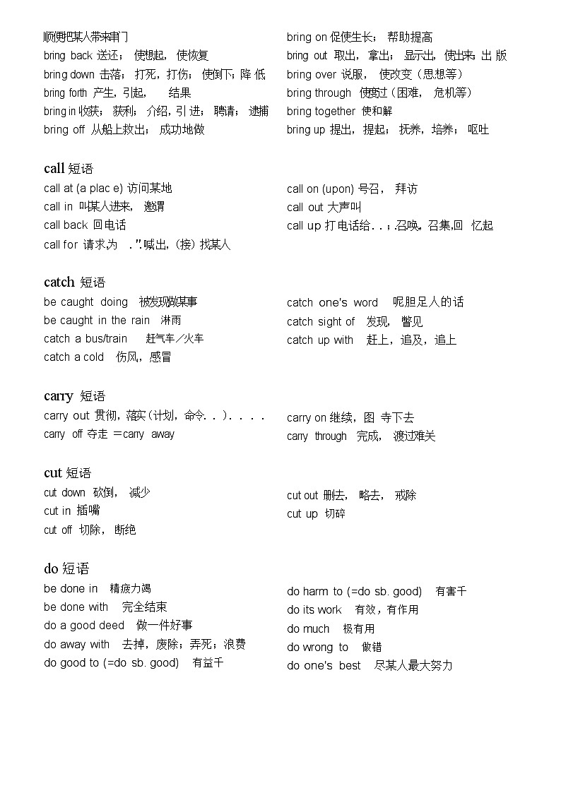 初中英语完型填空高频短语汇总练习第3页