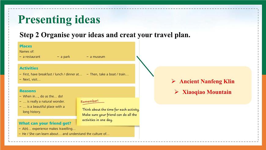 【公开课优质课件】Unit 6 Hitting the road Presenting ideas&Reflection新教材2025外研版七下英语第7页