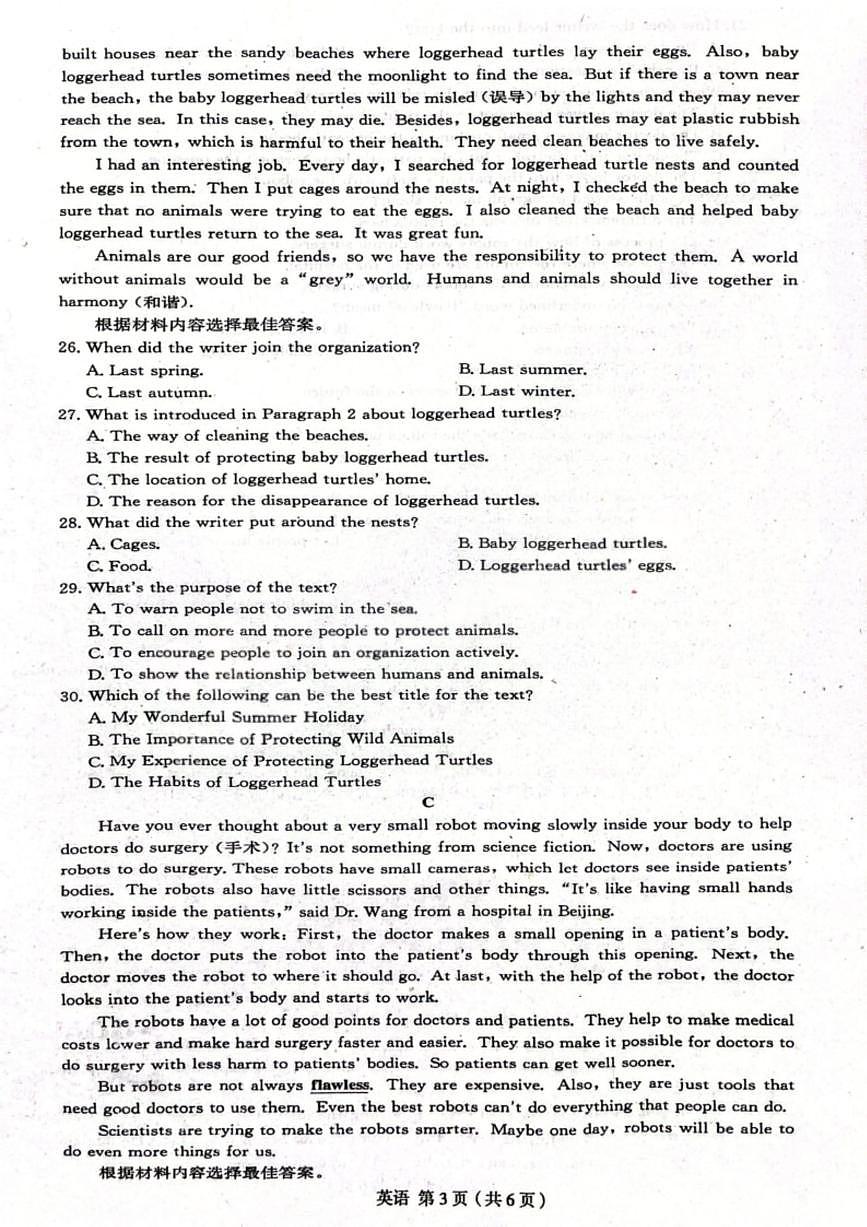 2025年河南省周口市郸城县名校九年级中考一模联考英语试题第3页