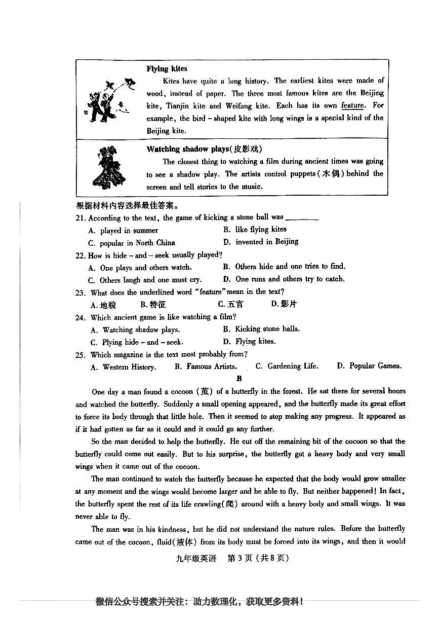 2025年河南省洛阳市伊川县九年级下学期一模英语试题第3页