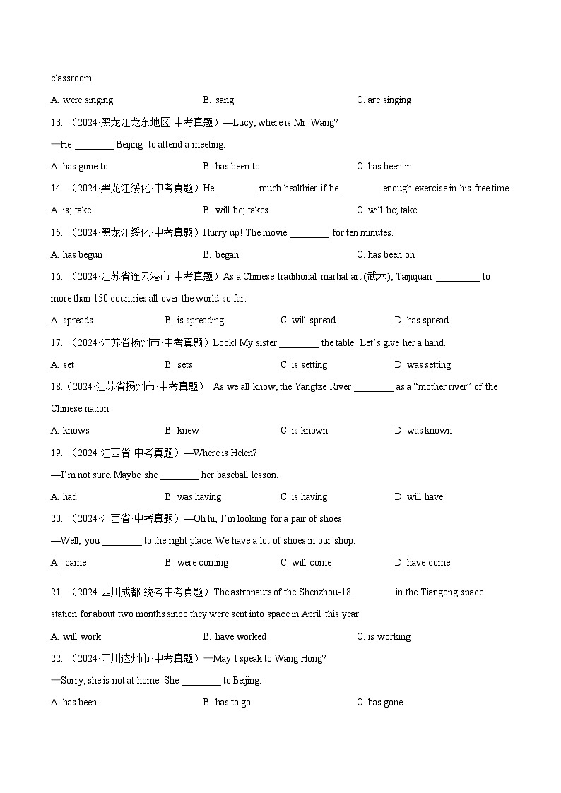 专题09 动词的时态（原卷版）第2页