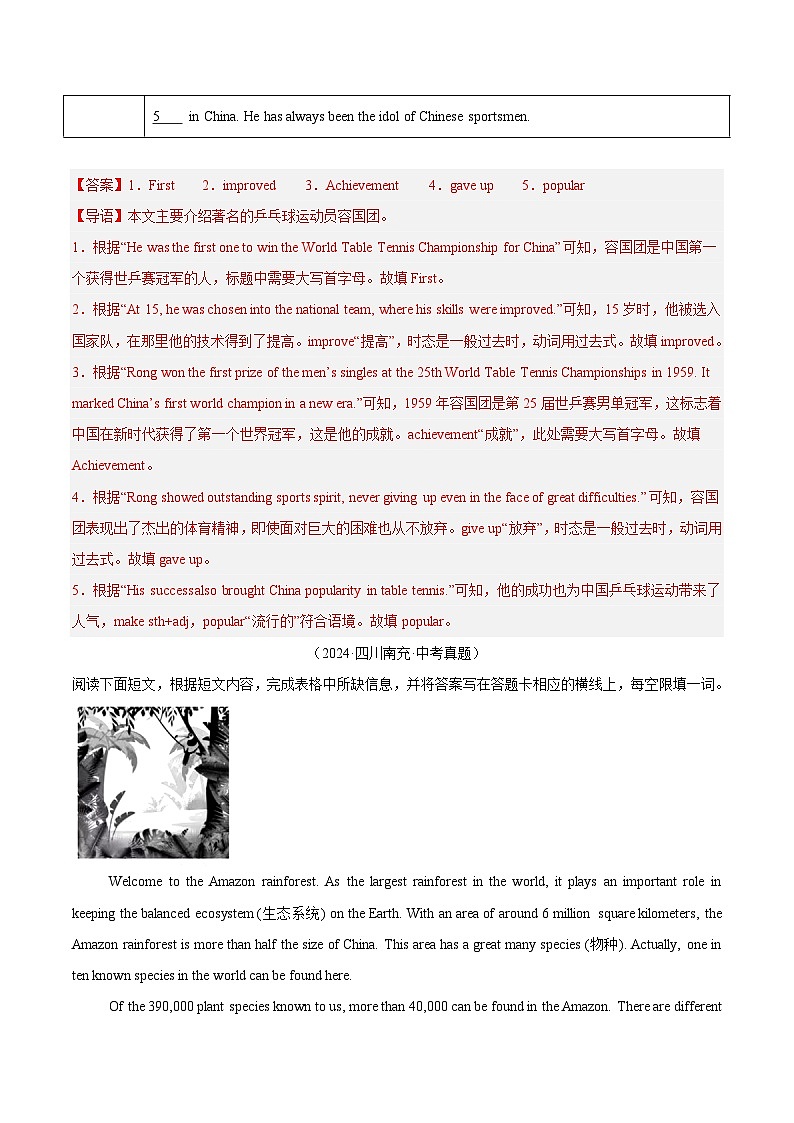 专题24 任务型阅读 考点3 完成句子或表格（解析版）第2页