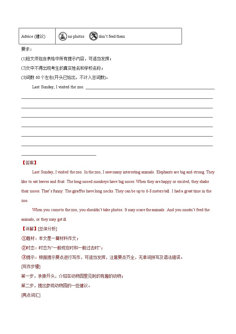 2024版人教版七年级下册英语Unit 1 Animal friends .（话题写作指导）练习（解析版）第3页