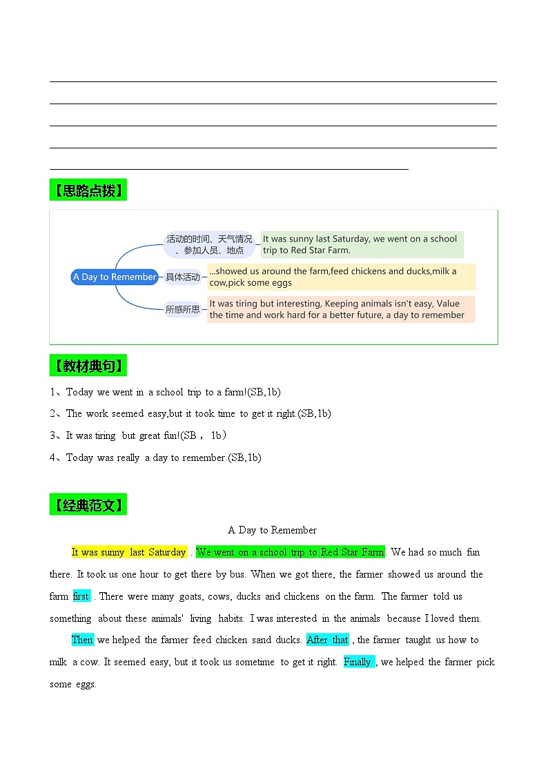 2024版人教版七年级下册英语Unit 7 A Day to Remember .（话题写作指导）练习（原卷版）第2页