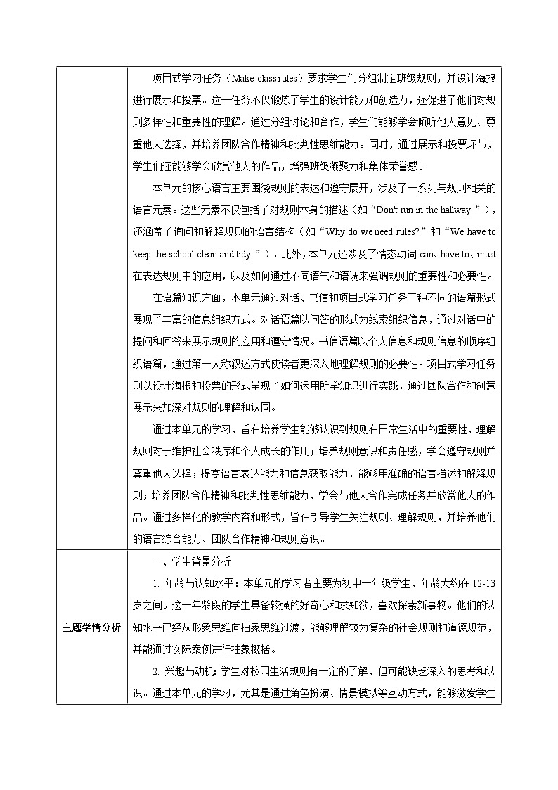 人教版2024七年级下册英语Unit 2 No Rules, No Order（大单元教学设计）第2页