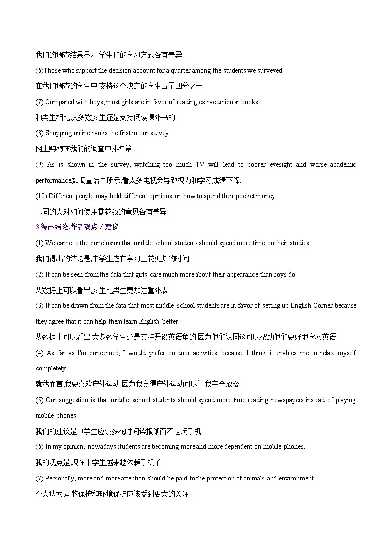 专题10 调查报告-【妙笔生花】2024年中考英语写作常考文体提分秘籍（原卷版） 第3页