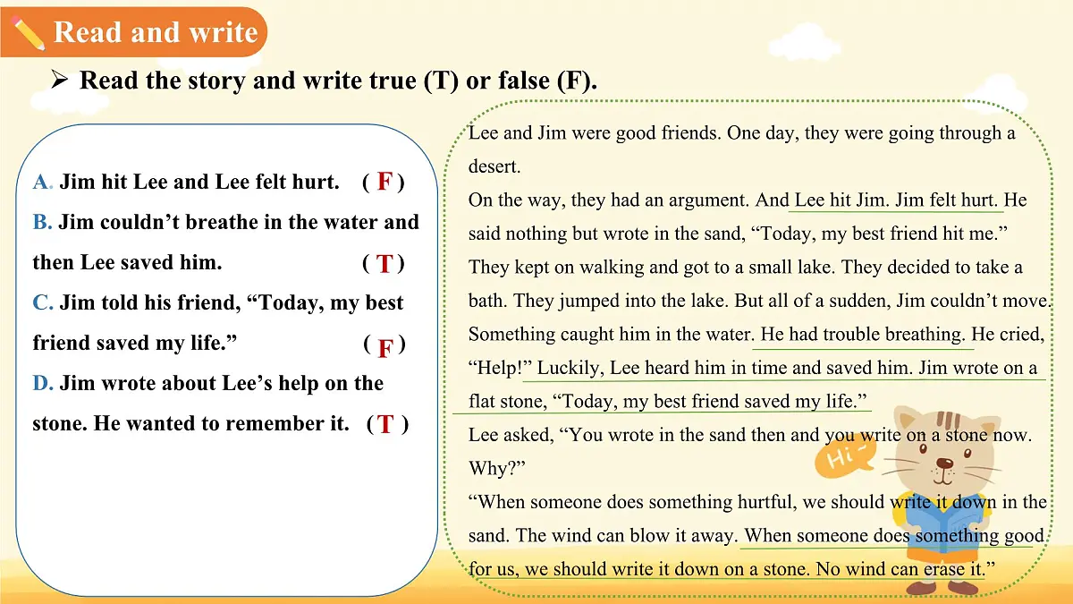 Unit 4 My friends Lesson 2 A story of friendship 课件 英语冀教版（2024）七年级下册第6页