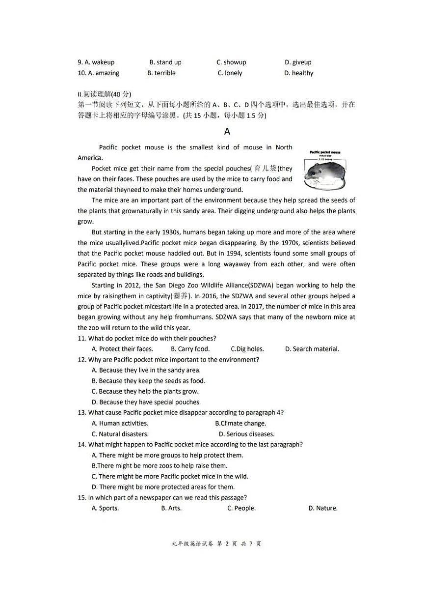 九下--模考--2023-2024学年深圳市龙华区九年级下学期中考二模英语试卷（含答案）【二模】第2页