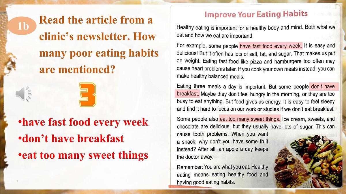 初中英语人教版（2024）七年级下册Unit 4 Eat Well Section B 课件第6页