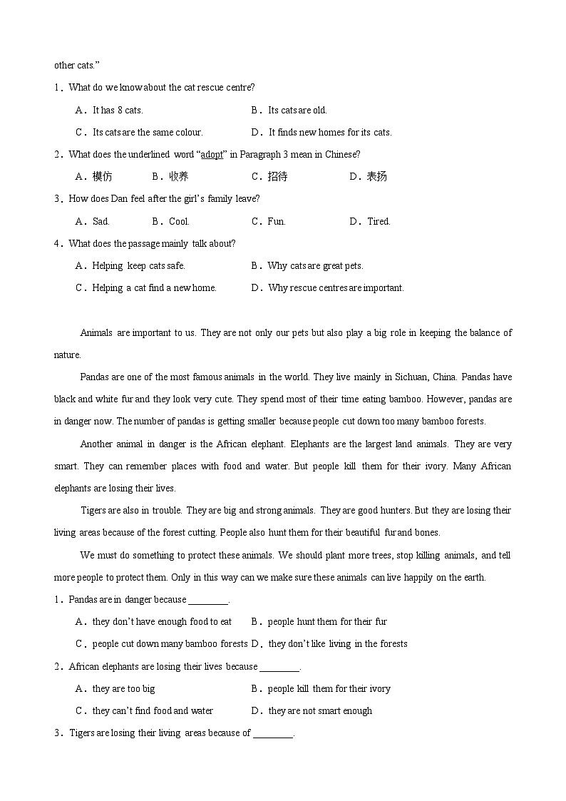 专题04 期中复习之之阅读理解20篇（Units1-4单元话题）（原卷版）第3页
