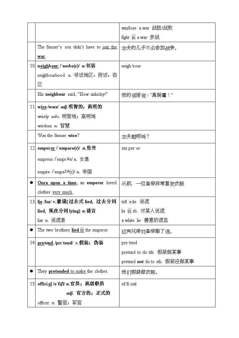 人教版（2024）七年级下册英语Unit 8 Once upon a Time 词汇、短语及句式讲义第2页