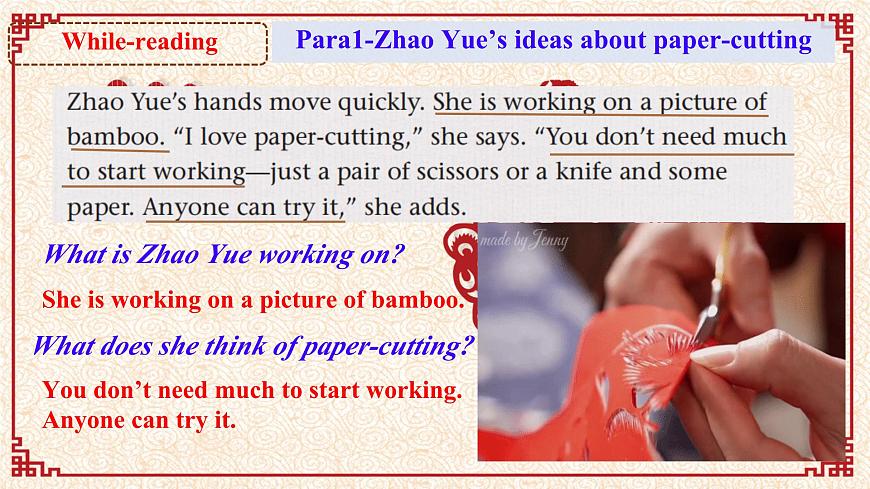 Unit4 Chinese folk art Reading 课件 2024-2025学年译林版七年级英语下册第7页