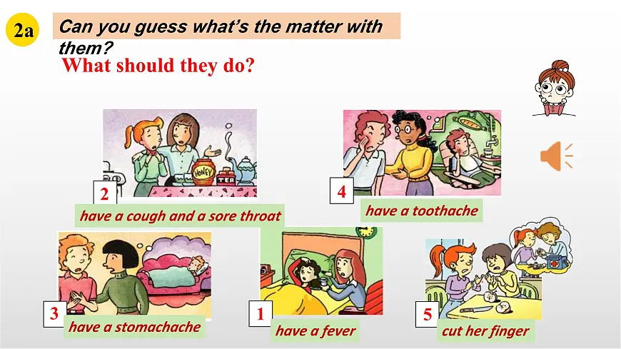 《Unit 1 What’s the matter？SectionA 1a-2c》课件人教版英语八年级下册第8页