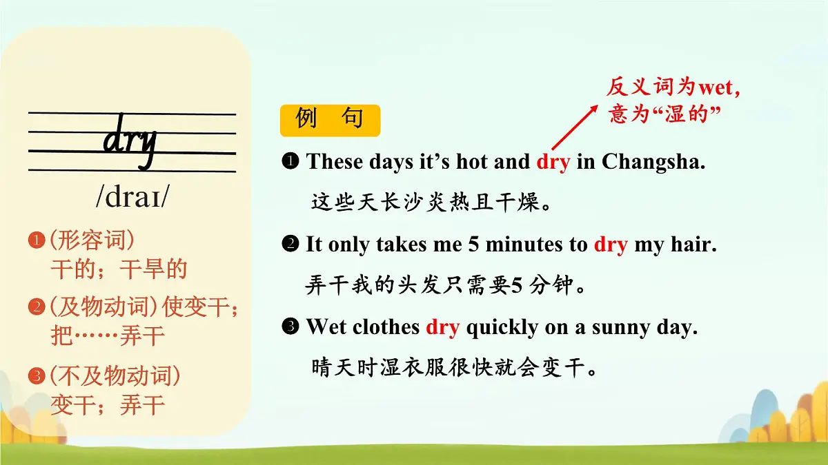 Unit 6 Rain or Shine Section A 单词详解 课件 2024-2025学年人教版七年级英语下册第4页