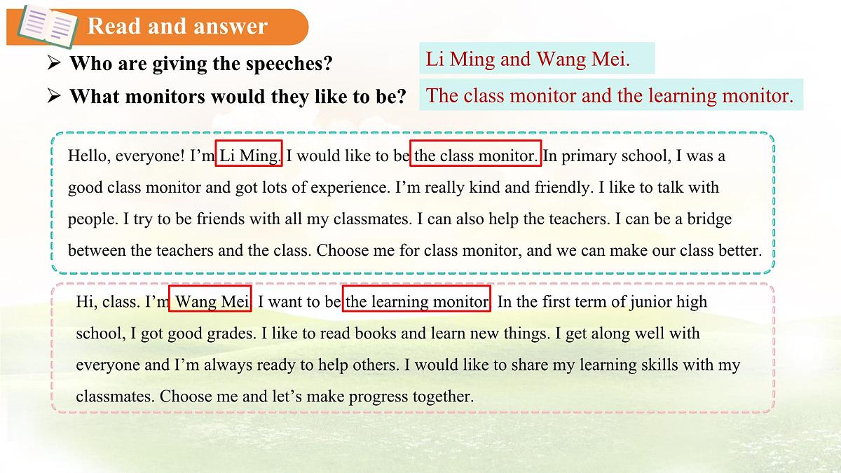 Unit 2 Lesson 4 Running for monitor 课件 英语冀教版（2024）七年级下册第6页