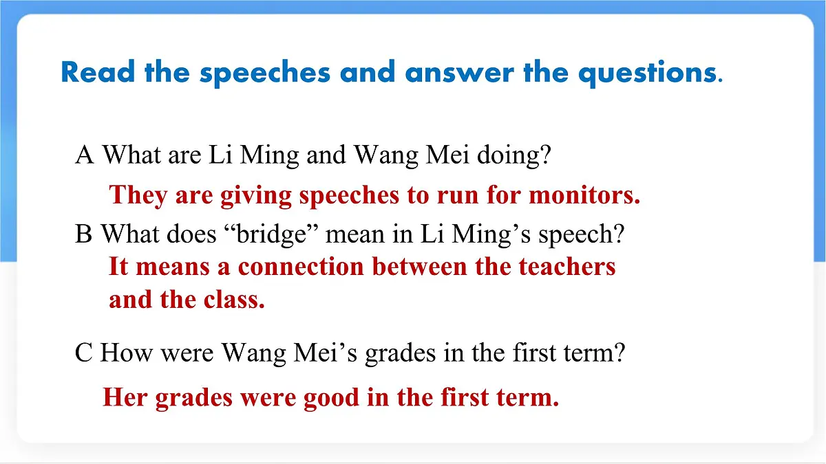 Unit 2 School life Lesson 4 Running for monitor 课件- 英语冀教版（2024）七年级下册第6页