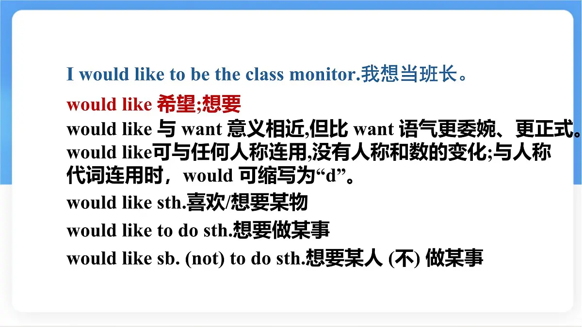 Unit 2 School life Lesson 4 Running for monitor 课件- 英语冀教版（2024）七年级下册第7页