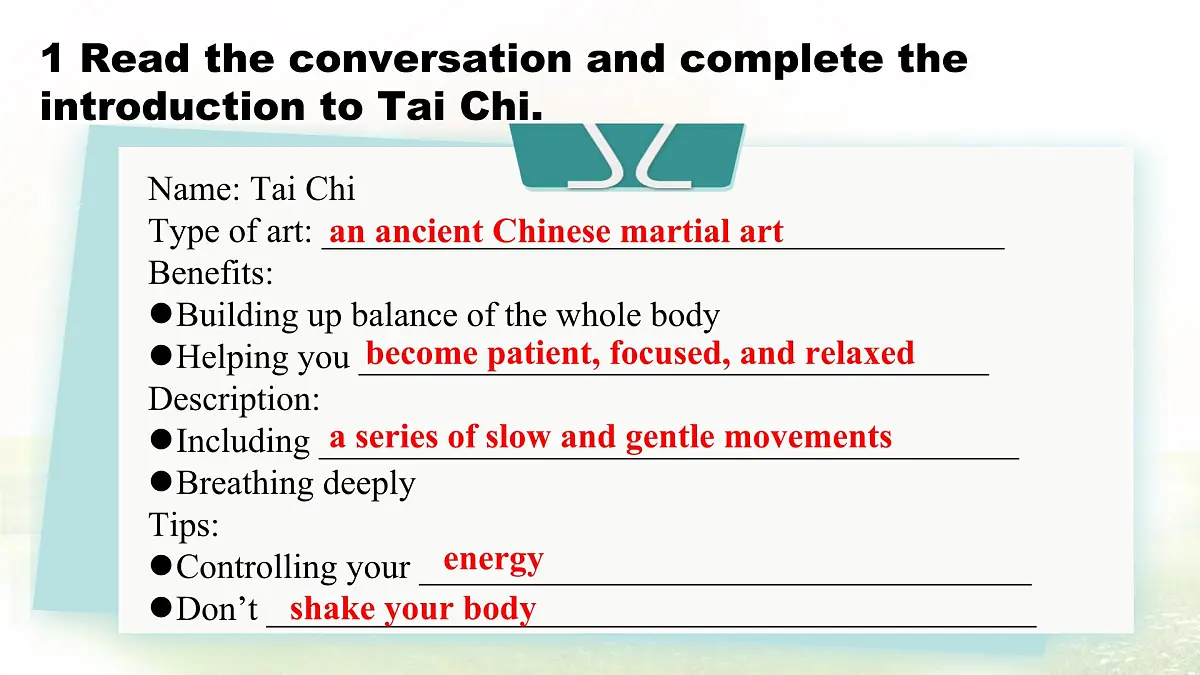 Unit 7 Understand cultures Tai Chi课件 英语冀教版（2024）七年级下册第5页