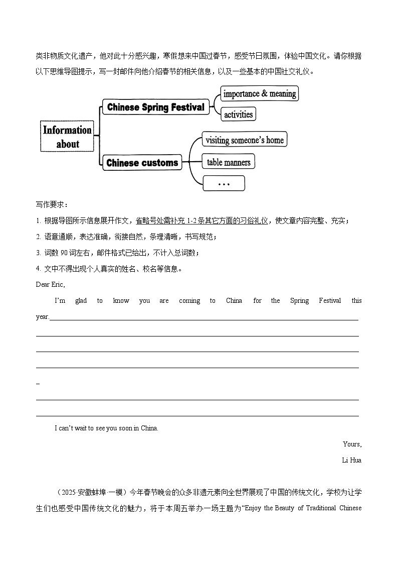 备战2025年中考英语热点话题写作传统文化：哪吒2非遗春节春晚黑神话悟空免签政策（学生版）-第2页