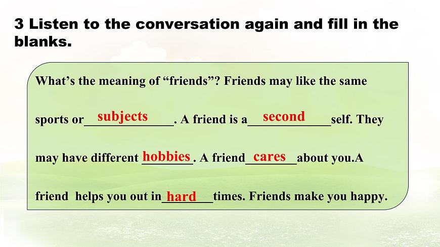 Unit 4 Lesson1 What is a friend课件 英语冀教版（2024）七年级下册第7页