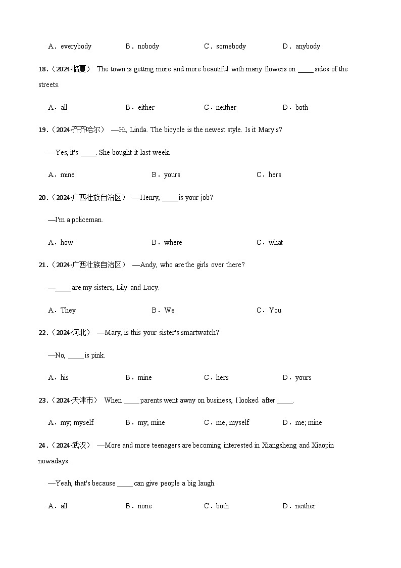 专题18 代词（含答案+解析）—2025中考英语语法分类冲刺强化练习第3页