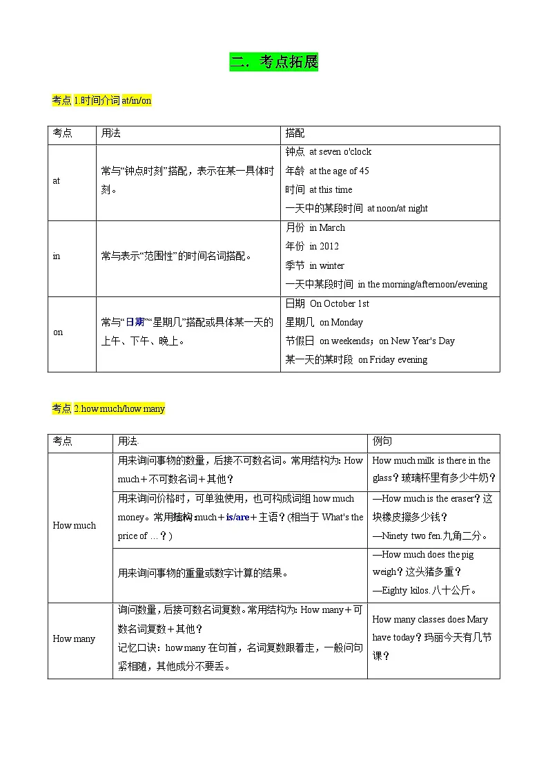 专题02 考点拓展2&冠词、名词&写作指导（学校生活）（原卷版）第2页