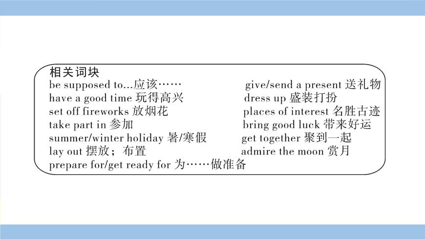 人教英语中考 01-第一部分 主题滚动复习 13-主题十三 跨文化交际与节假日活动 PPT课件第7页