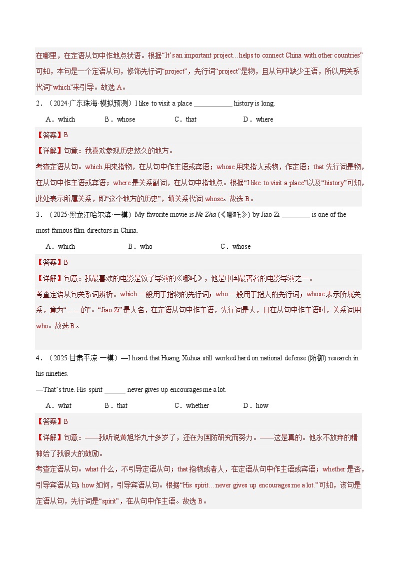备战2025年中考英语考试易错题(全国通用)易错点15定语从句(教师版)第2页