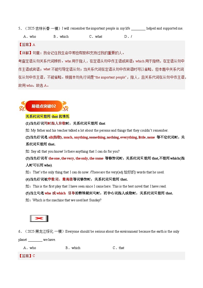 备战2025年中考英语考试易错题(全国通用)易错点15定语从句(教师版)第3页