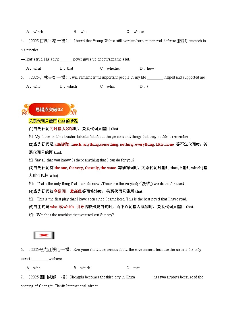 备战2025年中考英语考试易错题(全国通用)易错点15定语从句(学生版)第2页