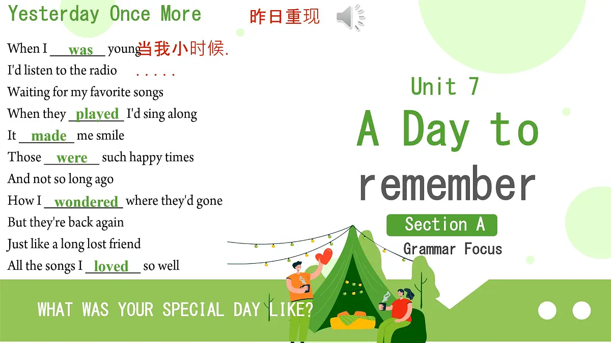 初中英语人教版（2024）七年级下册Unit 7 A Day to Remember Section A 课件第1页
