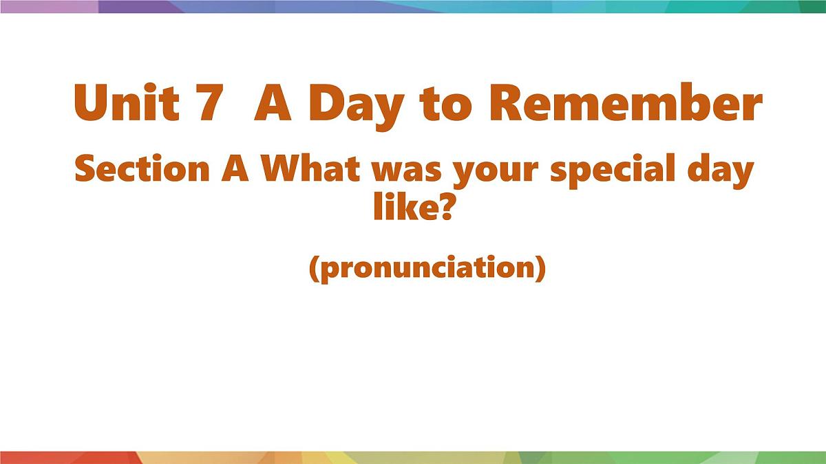 初中英语人教版（2024）七年级下册Unit 7 A Day to Remember Section A 课件第1页