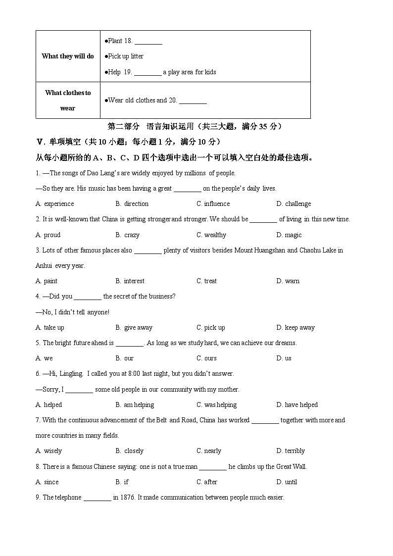 2025年安徽省宿州市萧县中考二模英语试题（中考模拟）第3页