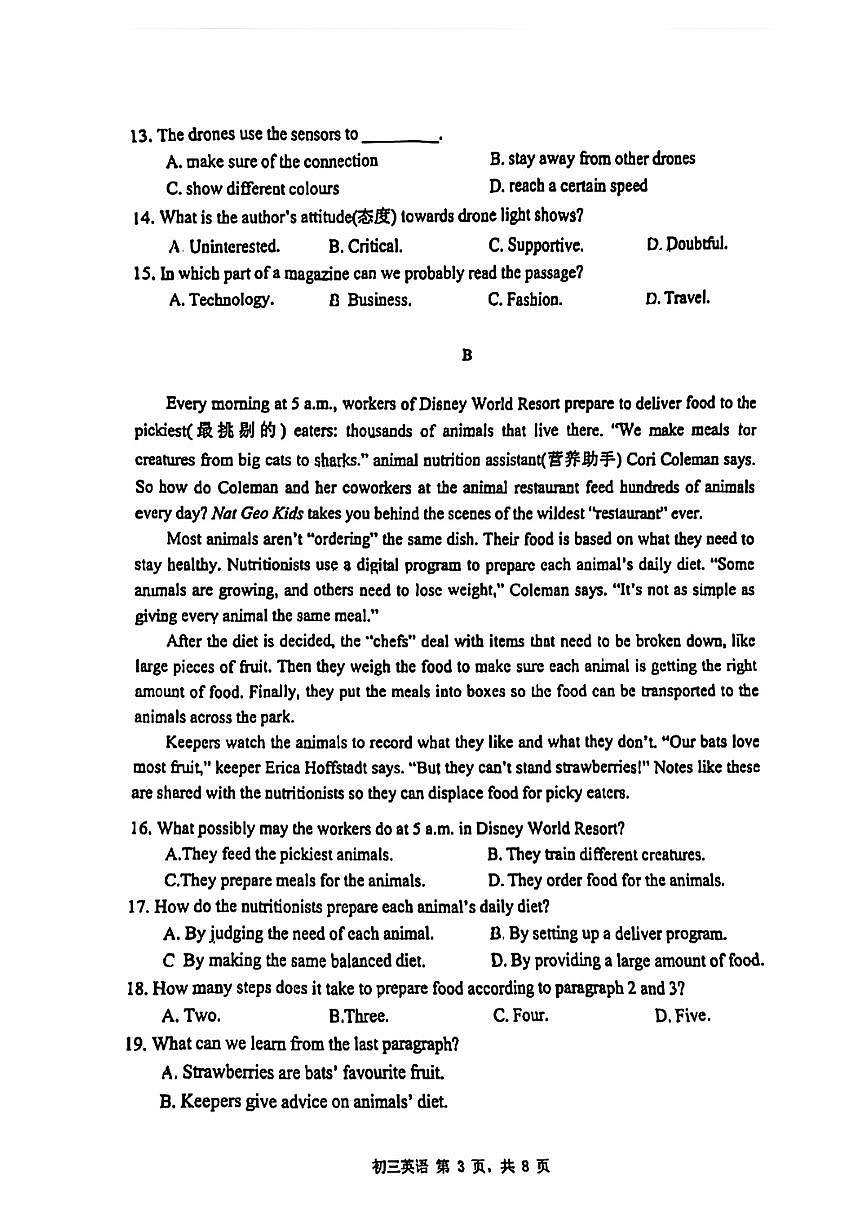 广东省深圳市罗湖区翠园初级中学2024-2025学年九年级上学期期中英语试卷第3页