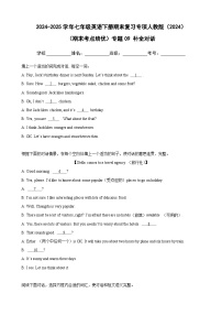 (期末考点培优)专题09 补全对话卷-2024-2025学年七年级英语下册期末复习考点培优专项人教版(2024)(含答案解析)