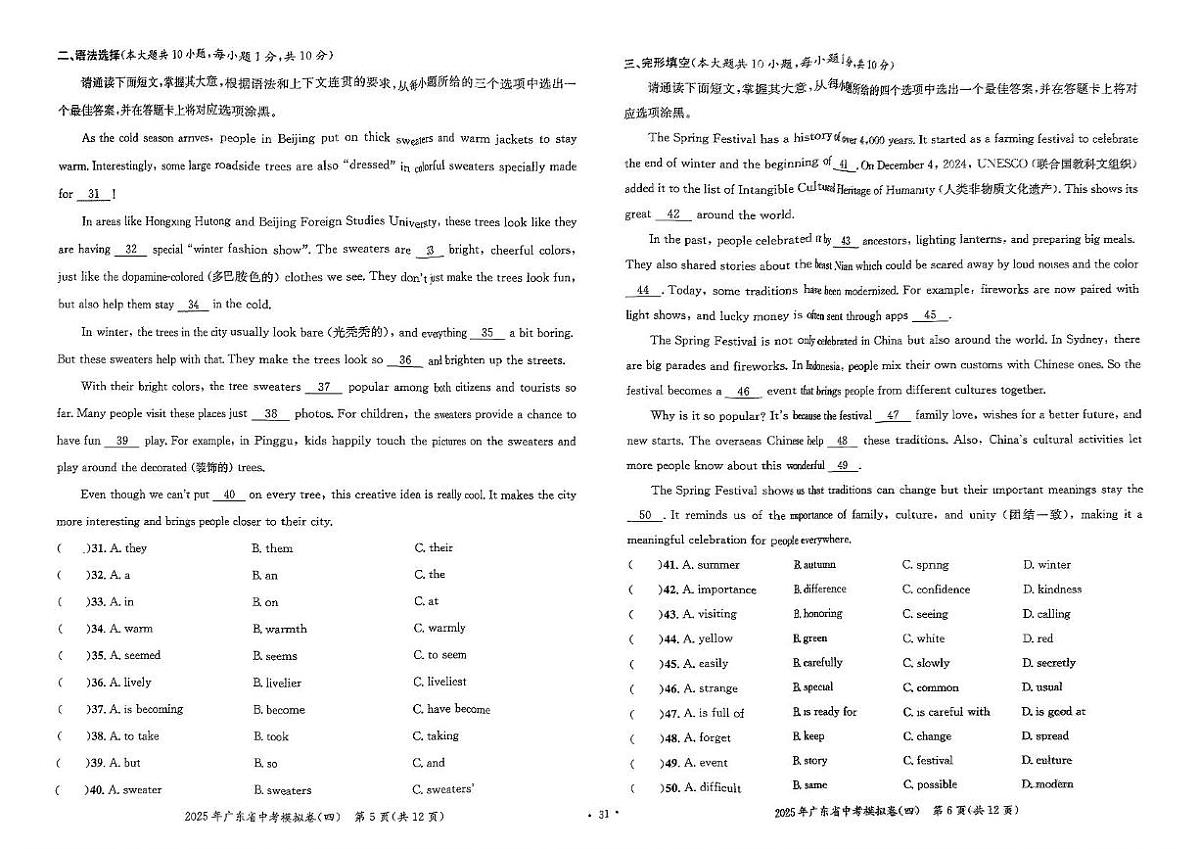 2025年广东省陆丰新龙中学九年级英语模拟试卷（中考模拟）第3页