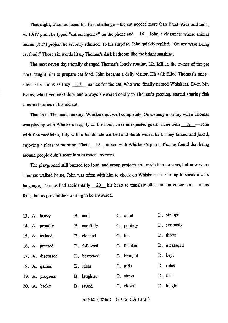 2025年北京市海淀区中考初三二模 英语试题+答案第3页