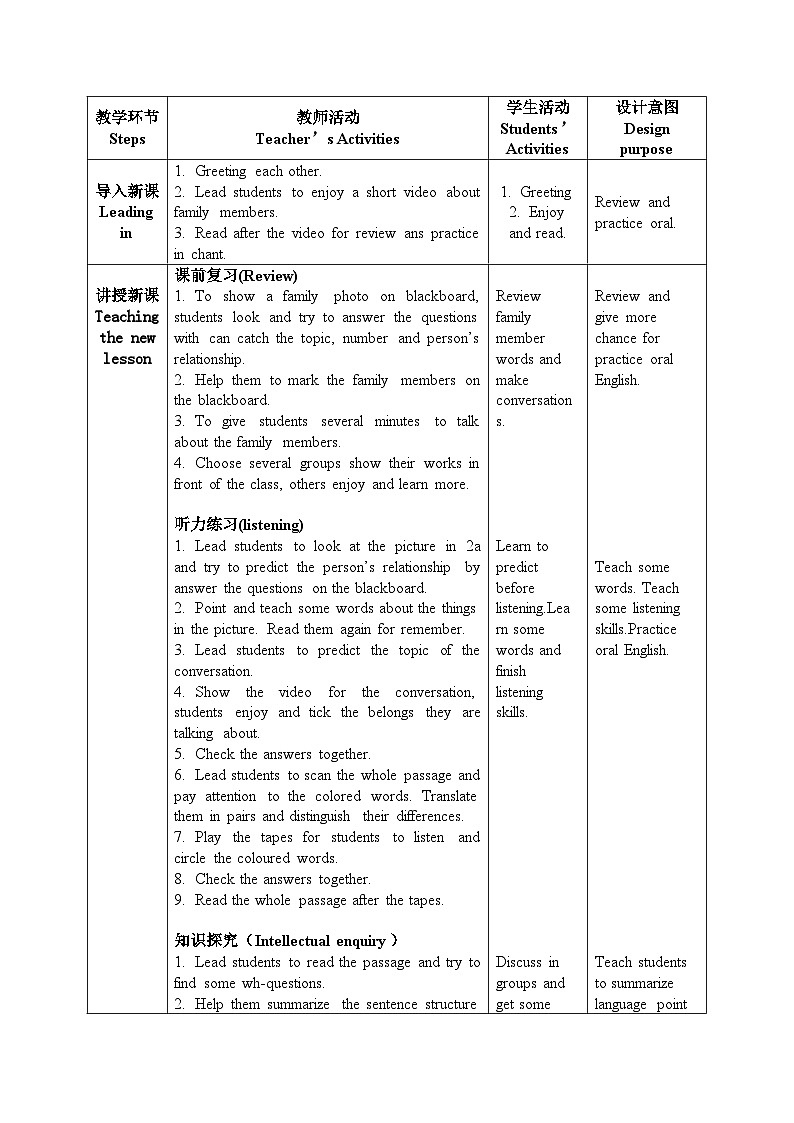 人教2024初中英语七年级上册Unit2Were FamilySectionA 2a-2e教案第2页