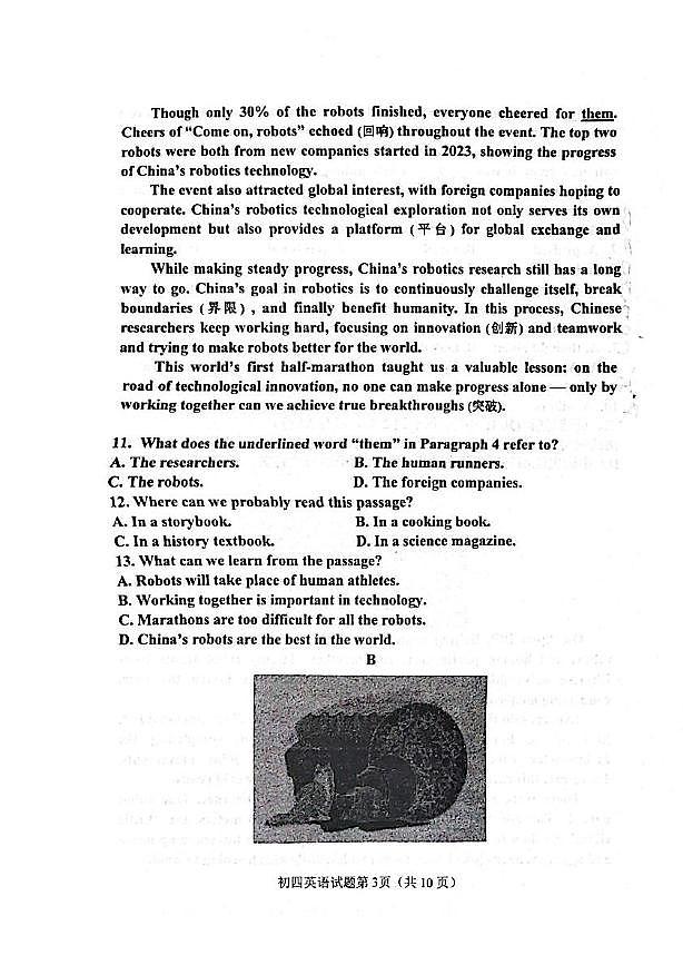 2025年山东省淄博市临淄区中考二模英语试卷 答案（中考模拟）第3页