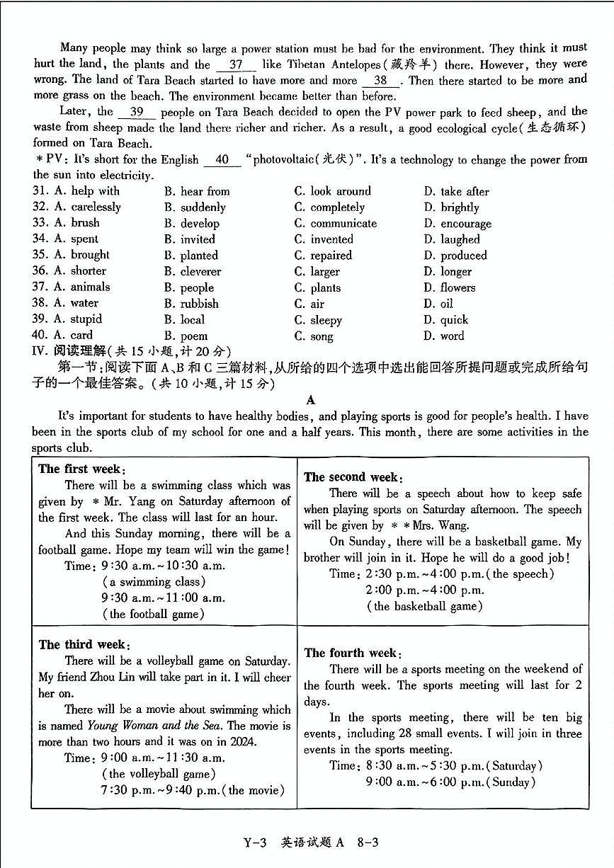 2025年陕西省咸阳市永寿县常宁镇中学中考第七次模考英语试题（中考模拟）第3页