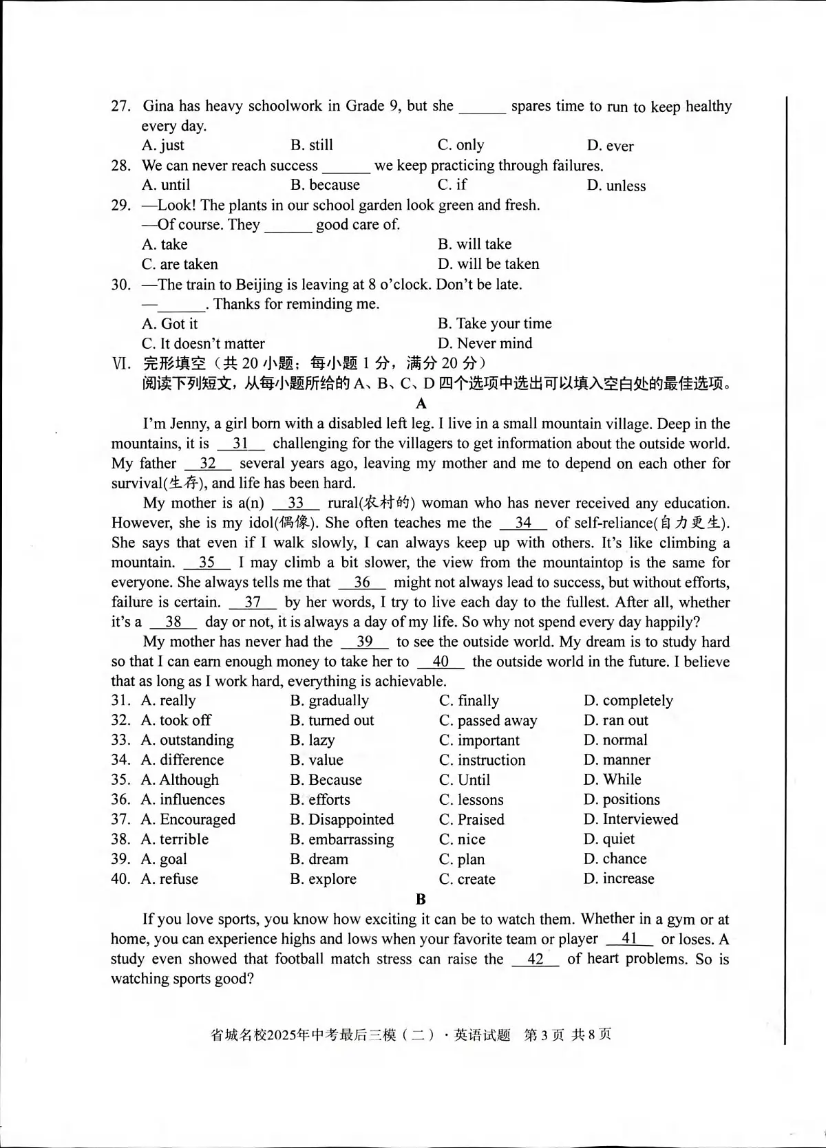 安徽省合肥市第三十中学2025年中考三模英语试卷（中考模拟）第3页