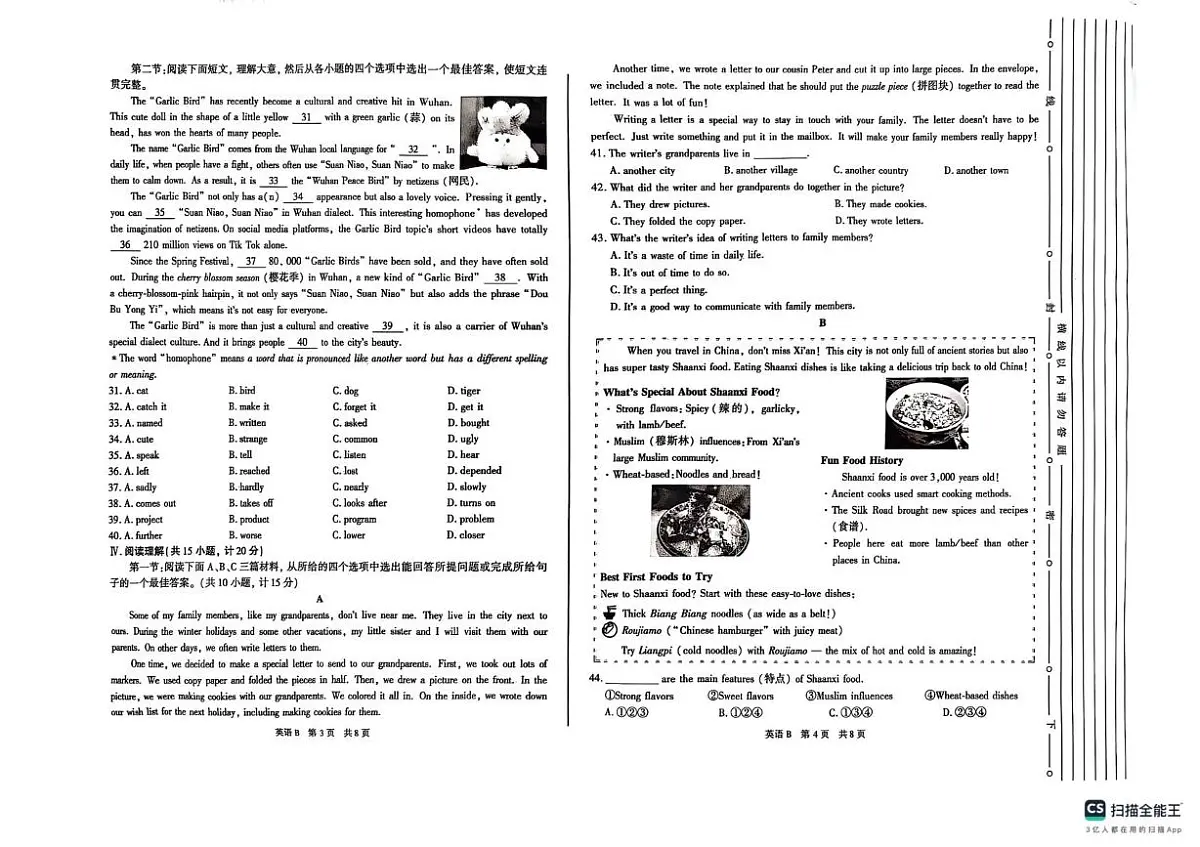 2025年陕西省宝鸡市九年级下学期三模英语试题（中考模拟）第2页