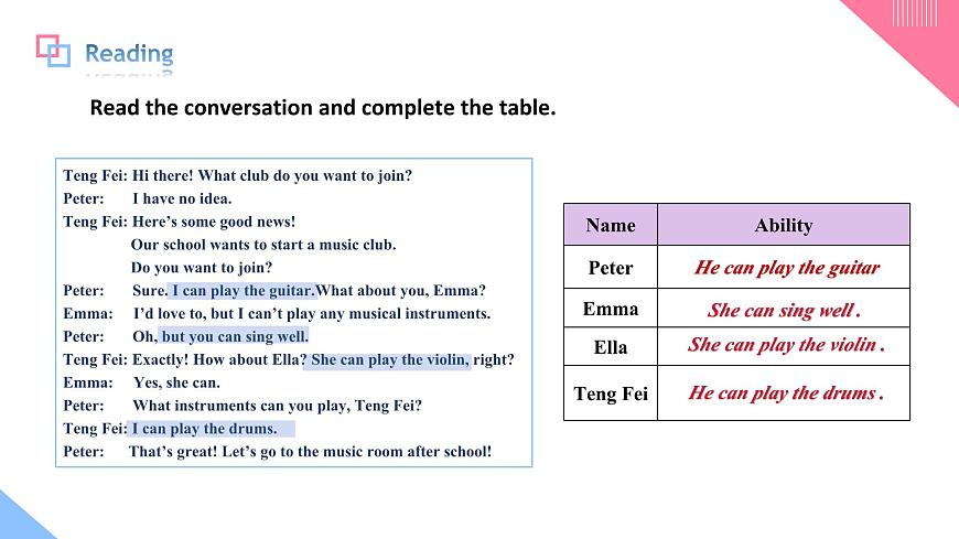 人教2024初中英语七年级上册Unit5Fun Clubs SectionA2a-2e第7页