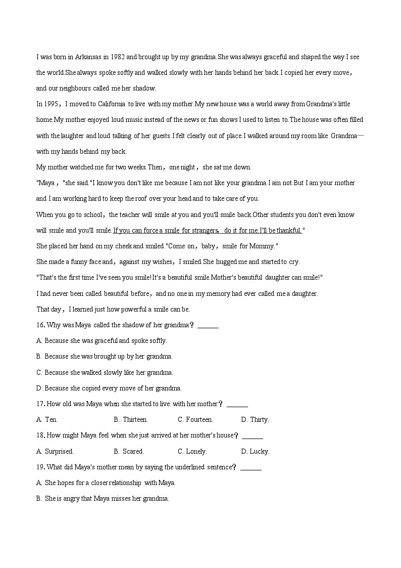 2025年广东省深圳市中考英语第三次适应性试卷（含详细答案解析）第3页