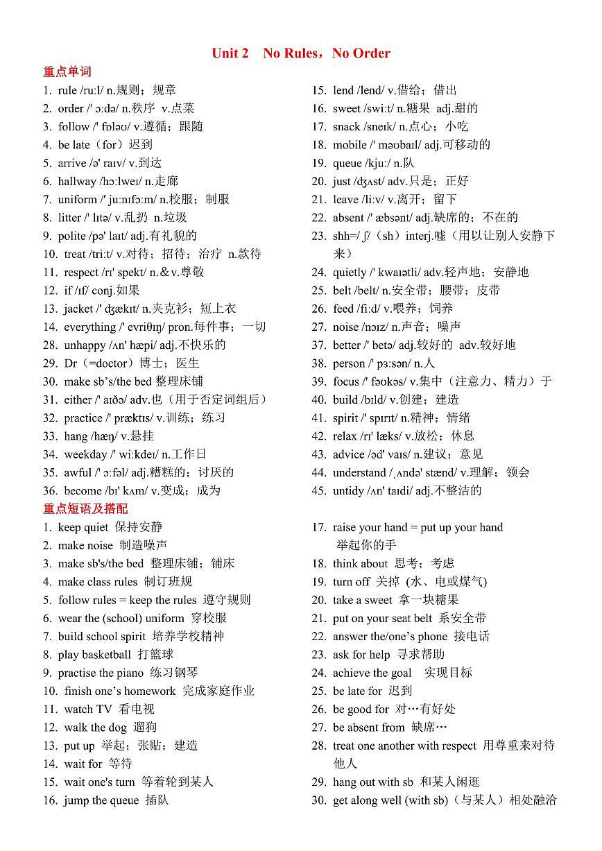 2024版人教版七年级下册英语期末知识点汇总第3页