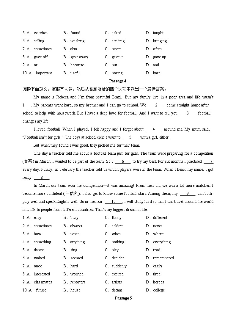 新七下英语期末复习专题练习《完形填空》（含答案解析）第3页