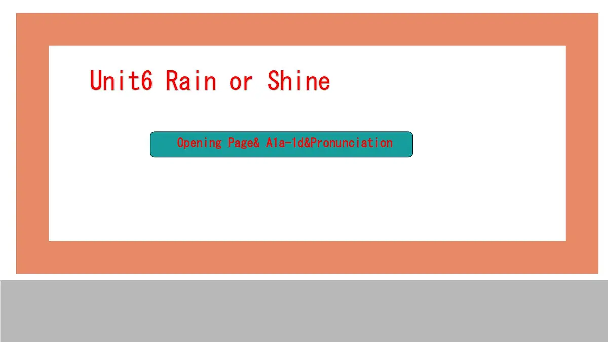 初中英语人教版（2024）七年级下册Unit 6 Rain or Shine Section A 课件第1页