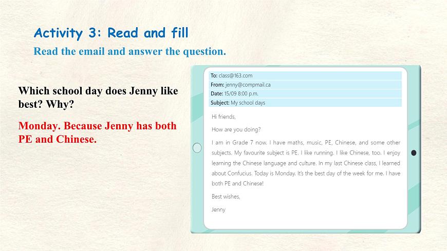 冀教版英语（2024） 七年级上册 Unit 1 New school, new beginning! Lesson 4   My school days 课件第6页