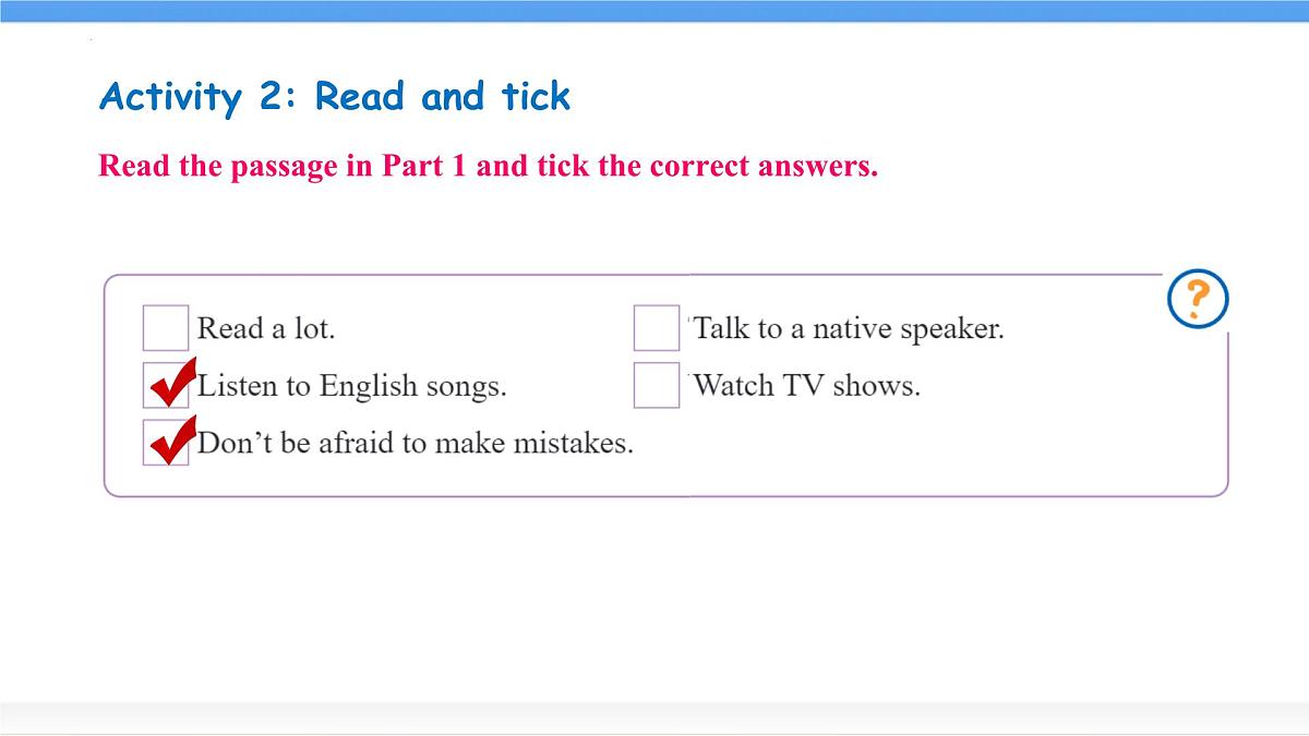 冀教版英语（2024） 七年级上册 Unit 2 Learning English is fun! Lesson 5 Tips for learning English 课件第3页